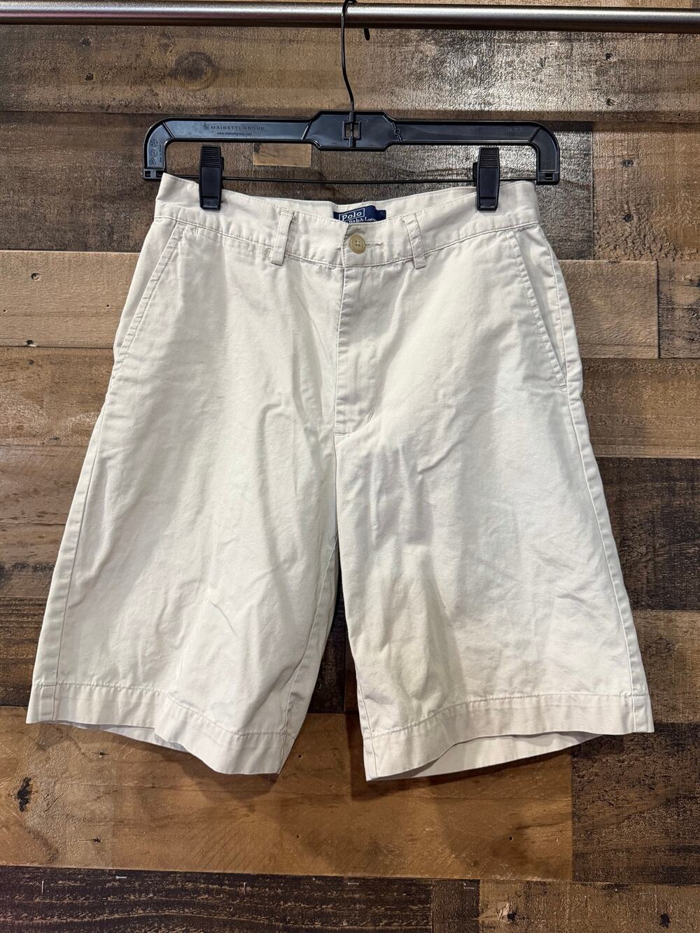 Vintage Polo Ralph Lauren Boys Size 12 Cream Off-White Chino Shorts -Crest Patch
